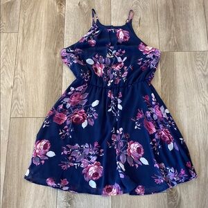 Blue and Pink Floral Dress